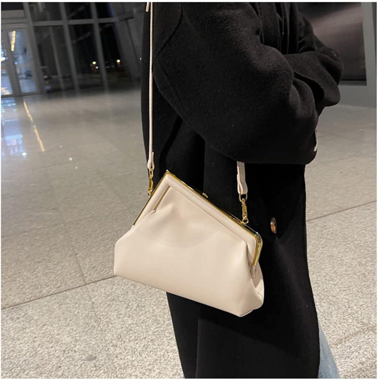 Women Shoulder Bags Crossbody Bag PU Leather Hobo Handbags Clutch Purse with Metal Clasp Closure