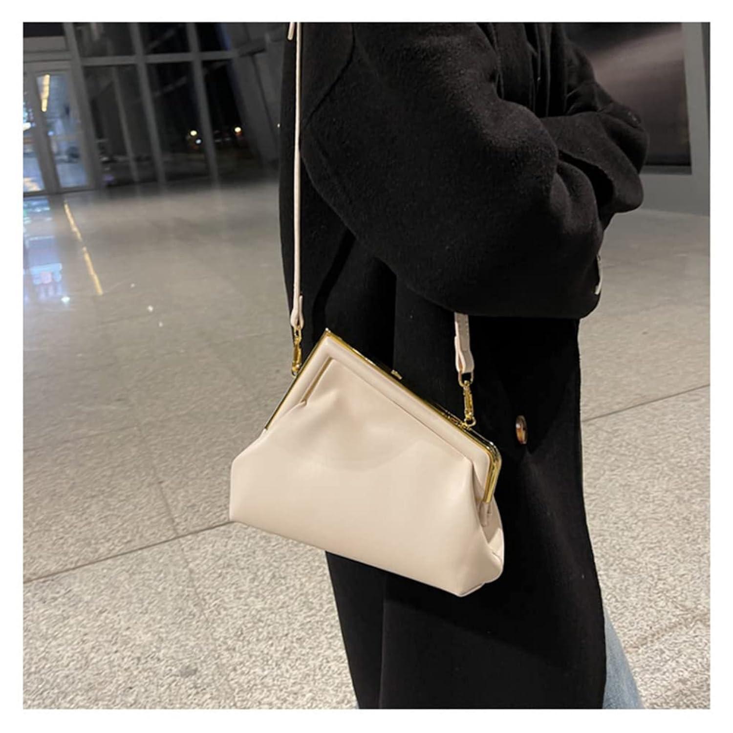 Women Shoulder Bags Crossbody Bag PU Leather Hobo Handbags Clutch Purse with Metal Clasp Closure