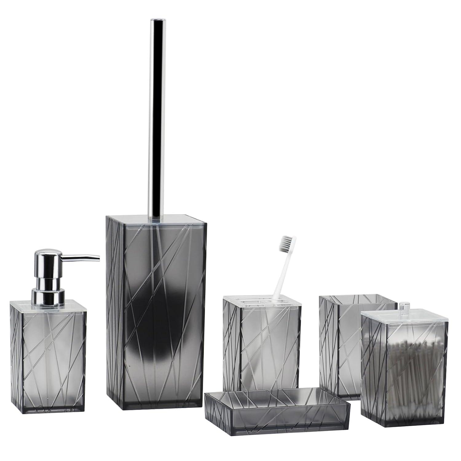 Home-Complete 6-Pc Bathroom Accessories Set, White