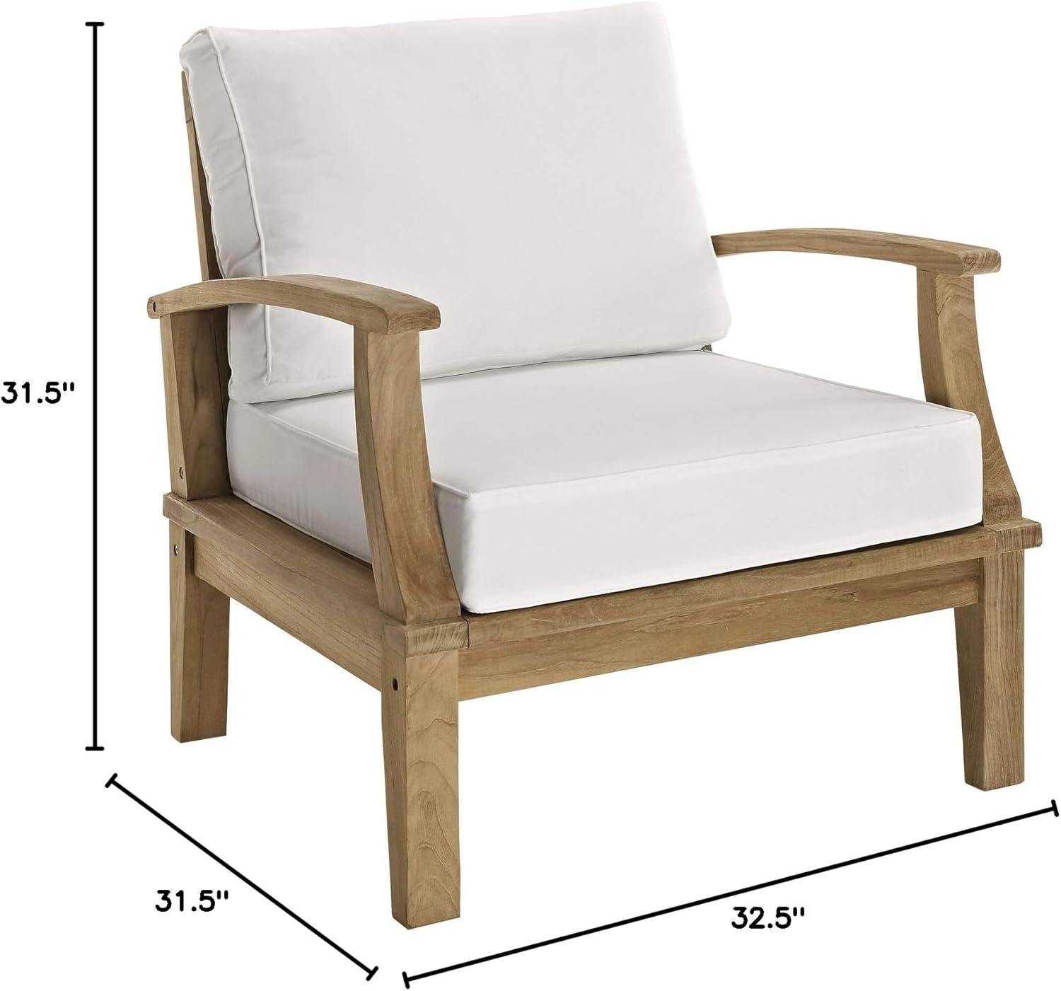 Natural White Teak Outdoor Accent Chair with Tapered Legs