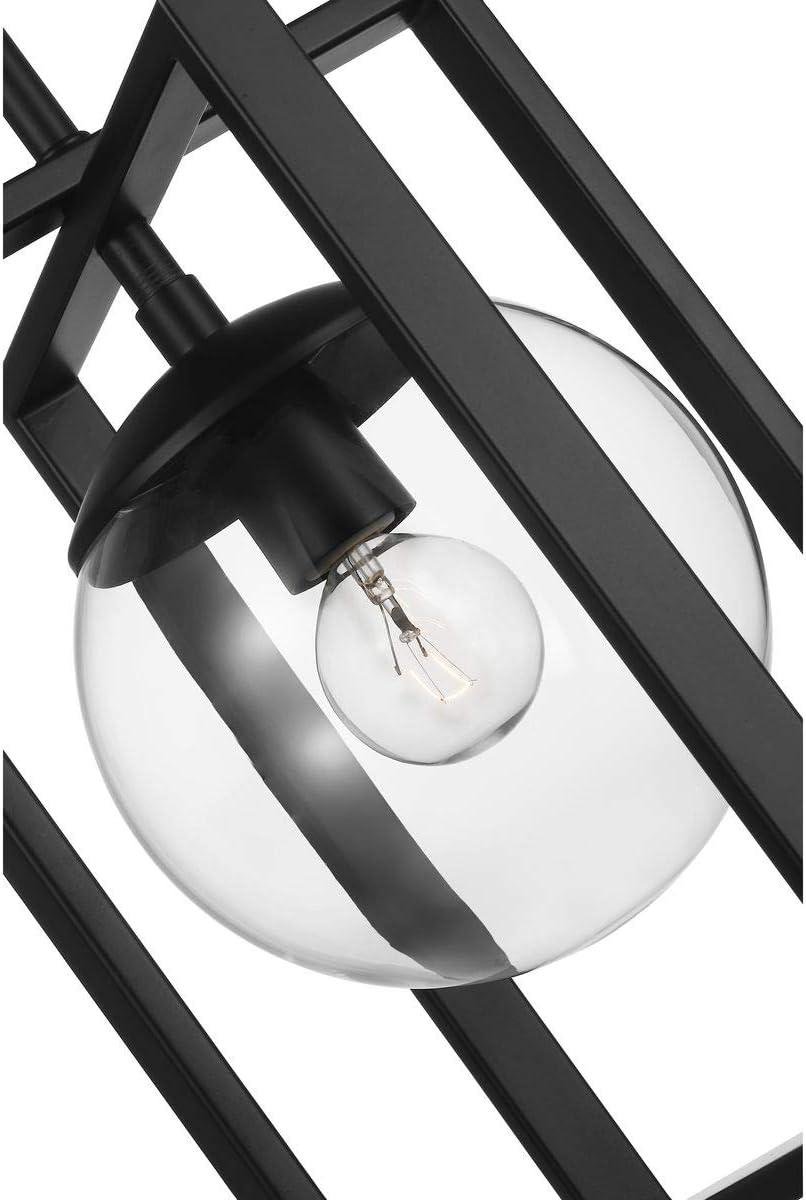 Progress Lighting Atwell 1-Light Pendant, Matte Black, Clear Globe Shade