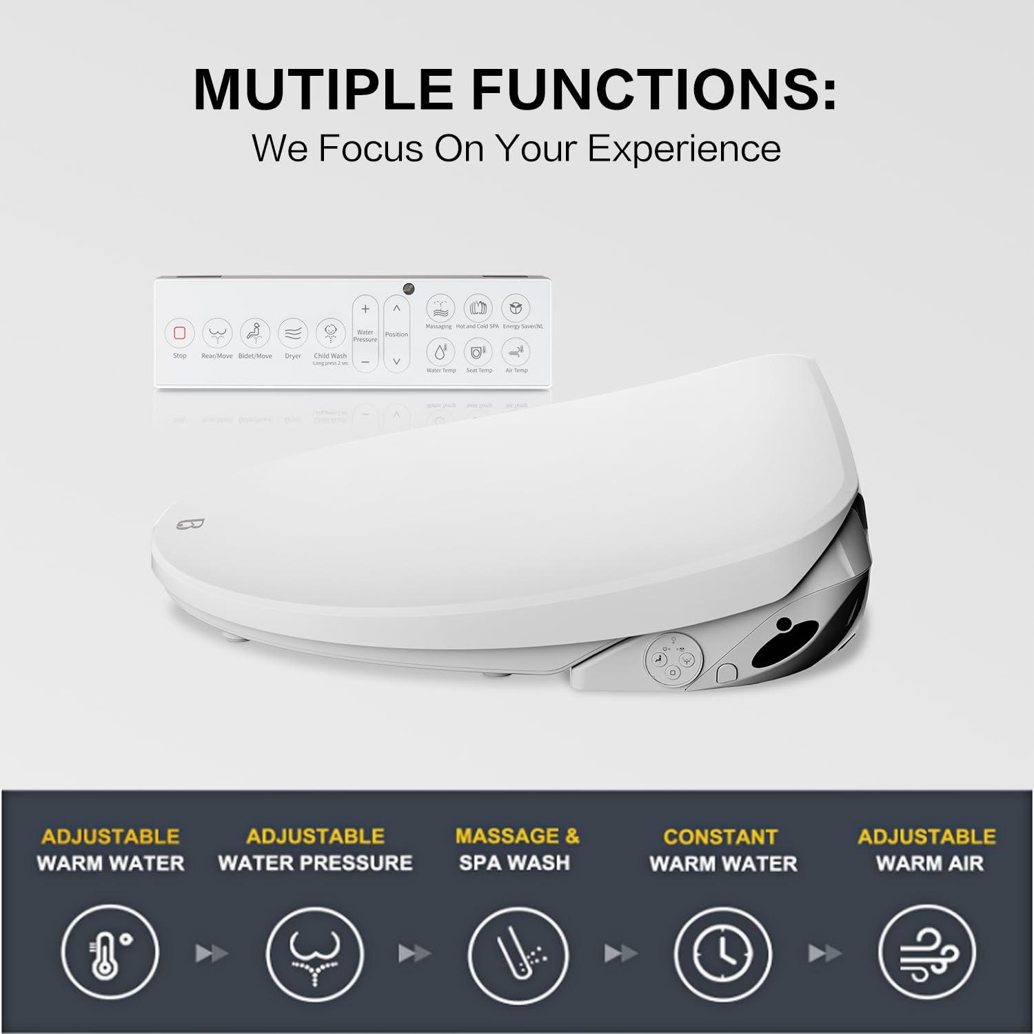 Elongated Toilet Seat Bidet