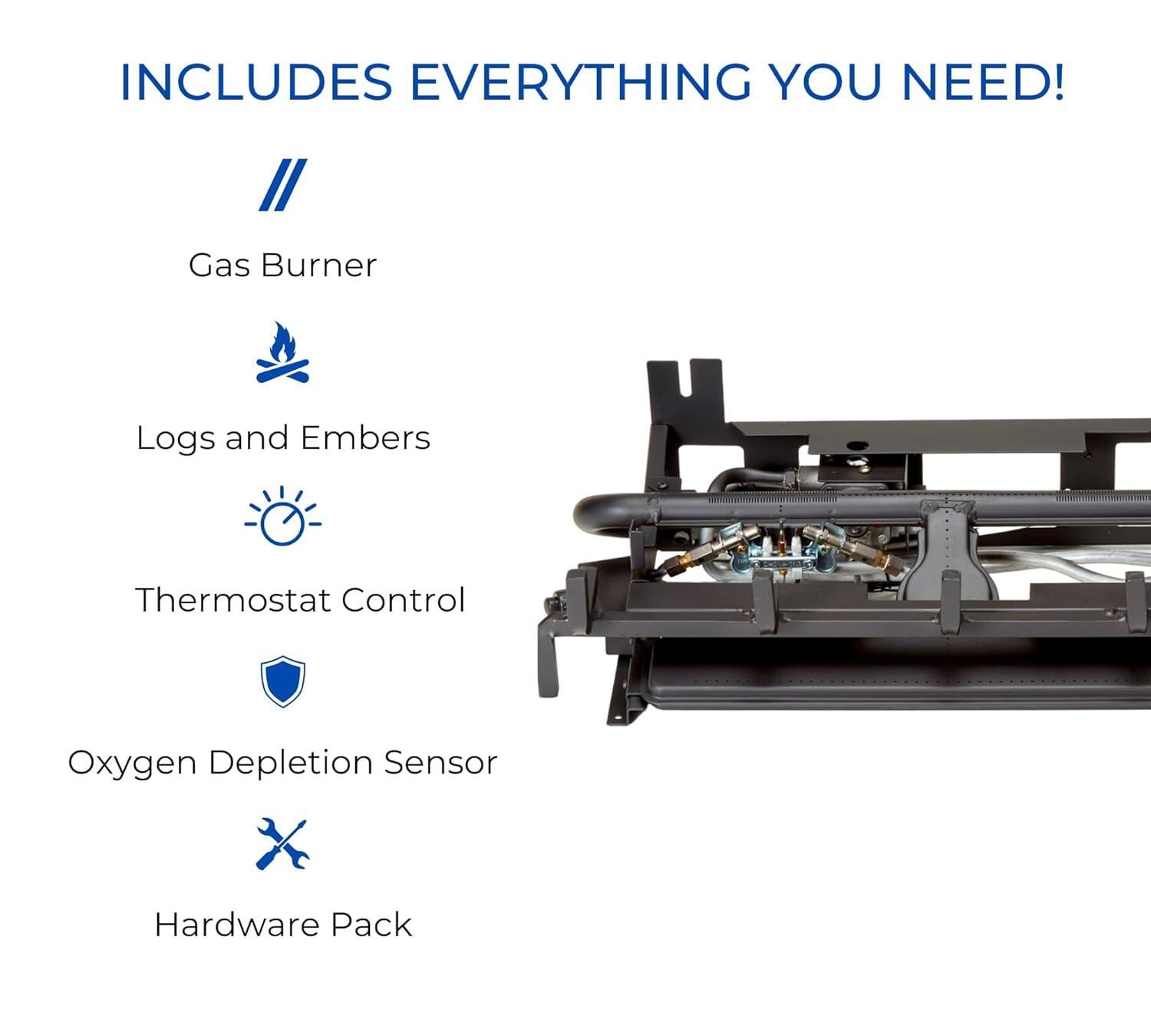 Duluth Forge Duluth Forge Vent less Dual Fuel Gas Log Set, Stacked Oak, T-Stat Control