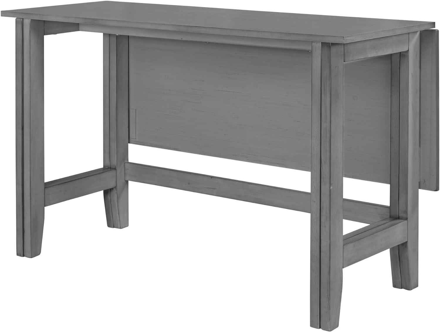 LUMISOL Farmhouse Drop Leaf Folding Dining Table, Space Saving Dining Kitchen Table for 4, Solid Wood Extendable Dining Room Table for Small Space, from 18" to 36" (Gray)