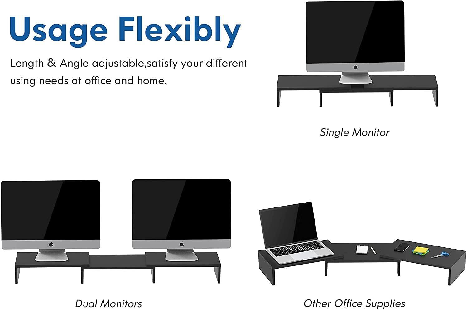 fitueyes 3 shelf monitor stand riser with adjustable length and angle,dt108001wb