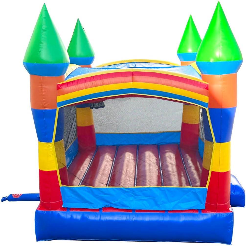 Pogo Bounce House Pogo Bounce House Crossover Inflatable Bounce House, Commercial Grade Party Playhouse Deluxe Rainbow Unit & Blower, For Kids & Toddlers, Backyard Outdoor Jump Fun, w/ Stakes & Storage Bag 13x12x14.5ft