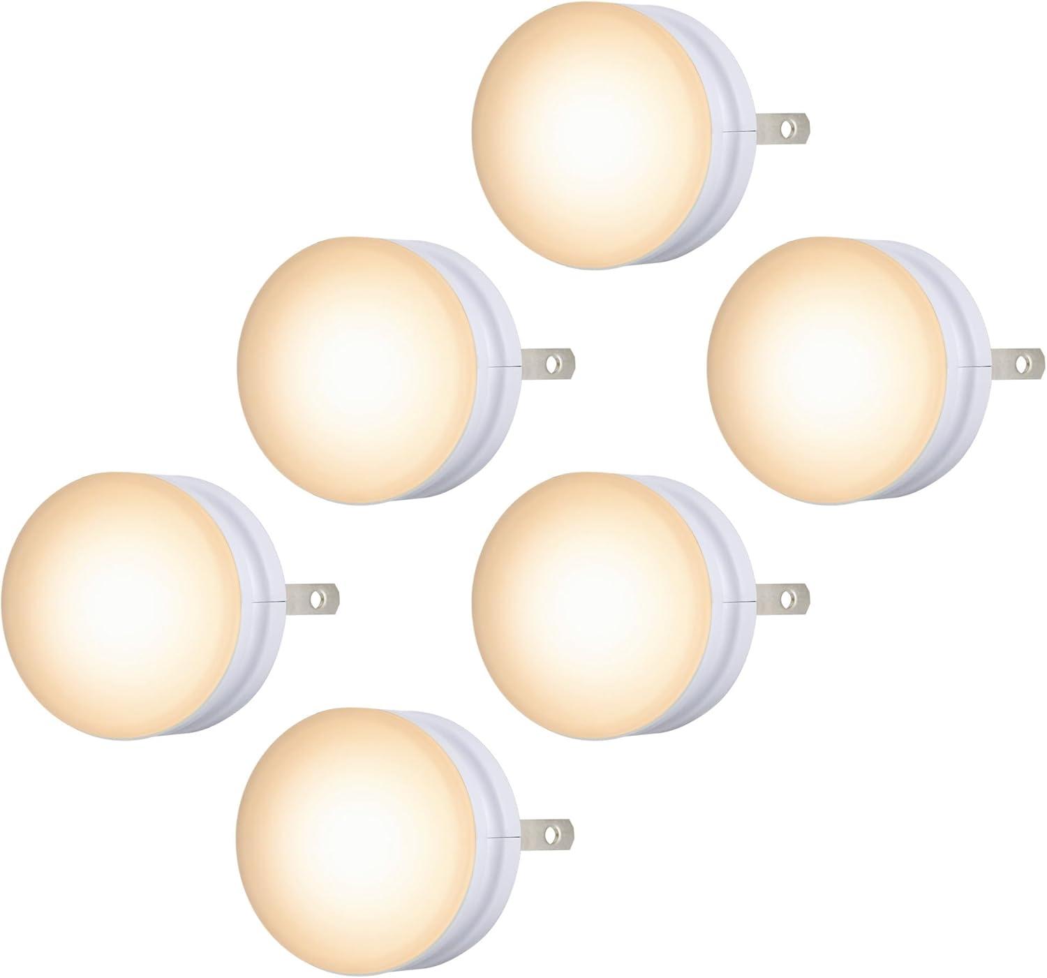 Compact White LED Night Light Bulbs for Nursery, 6 Pack