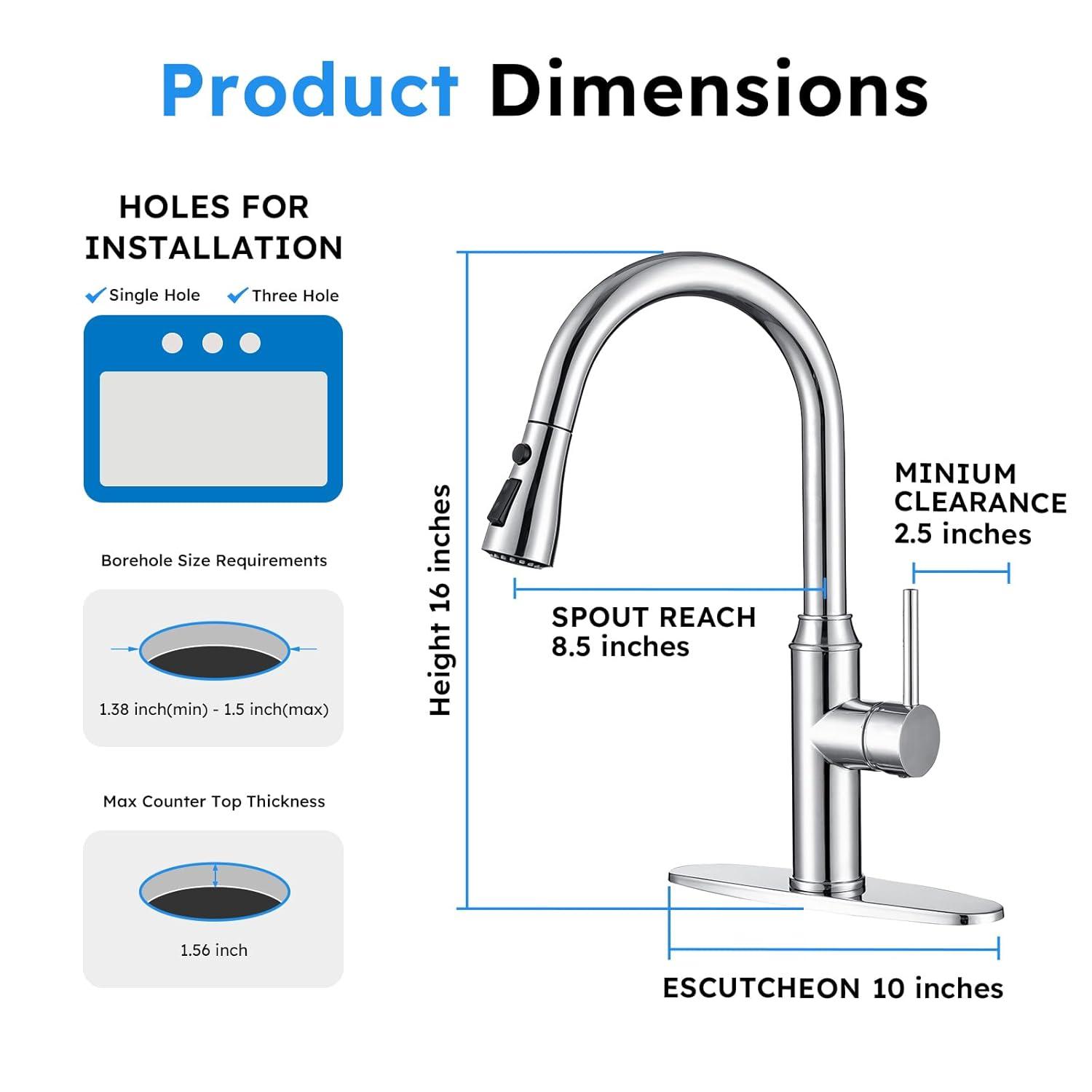 GAGALIFE Single Handle Pull Down Sprayer Kitchen Faucet High Arc Stainless Steel Faucet with 3-Function Sprayer JJL-CL-PT-SDP-C