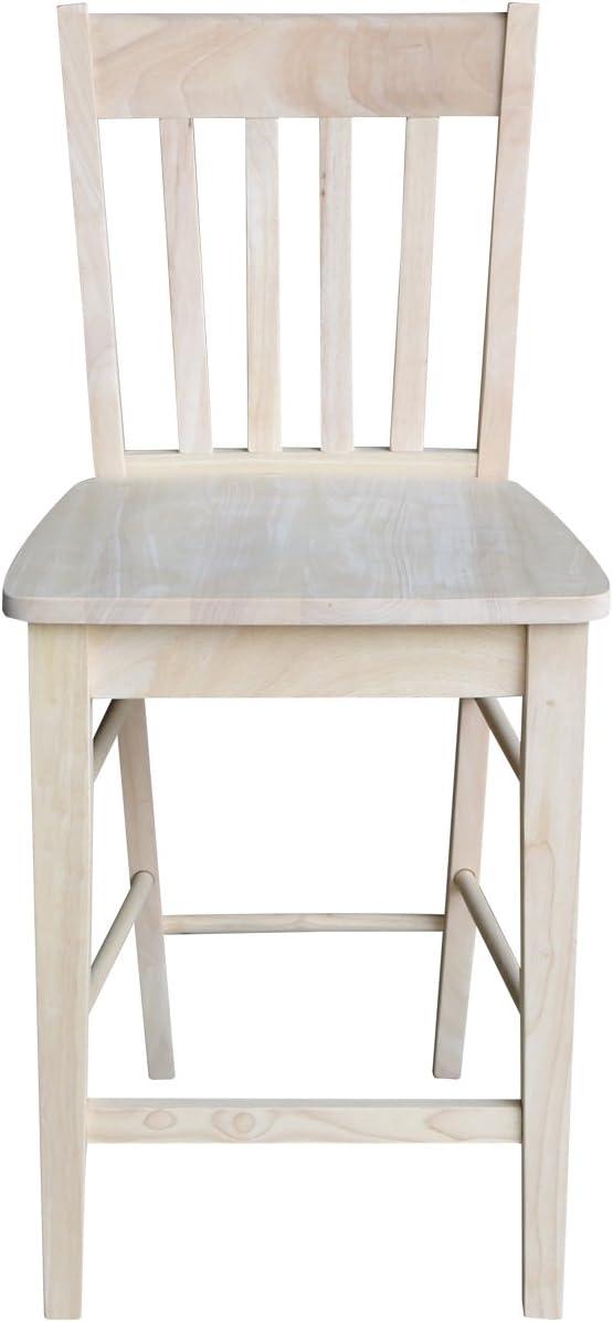 Traditional Unfinished Solid Parawood 24" Cafe Barstool