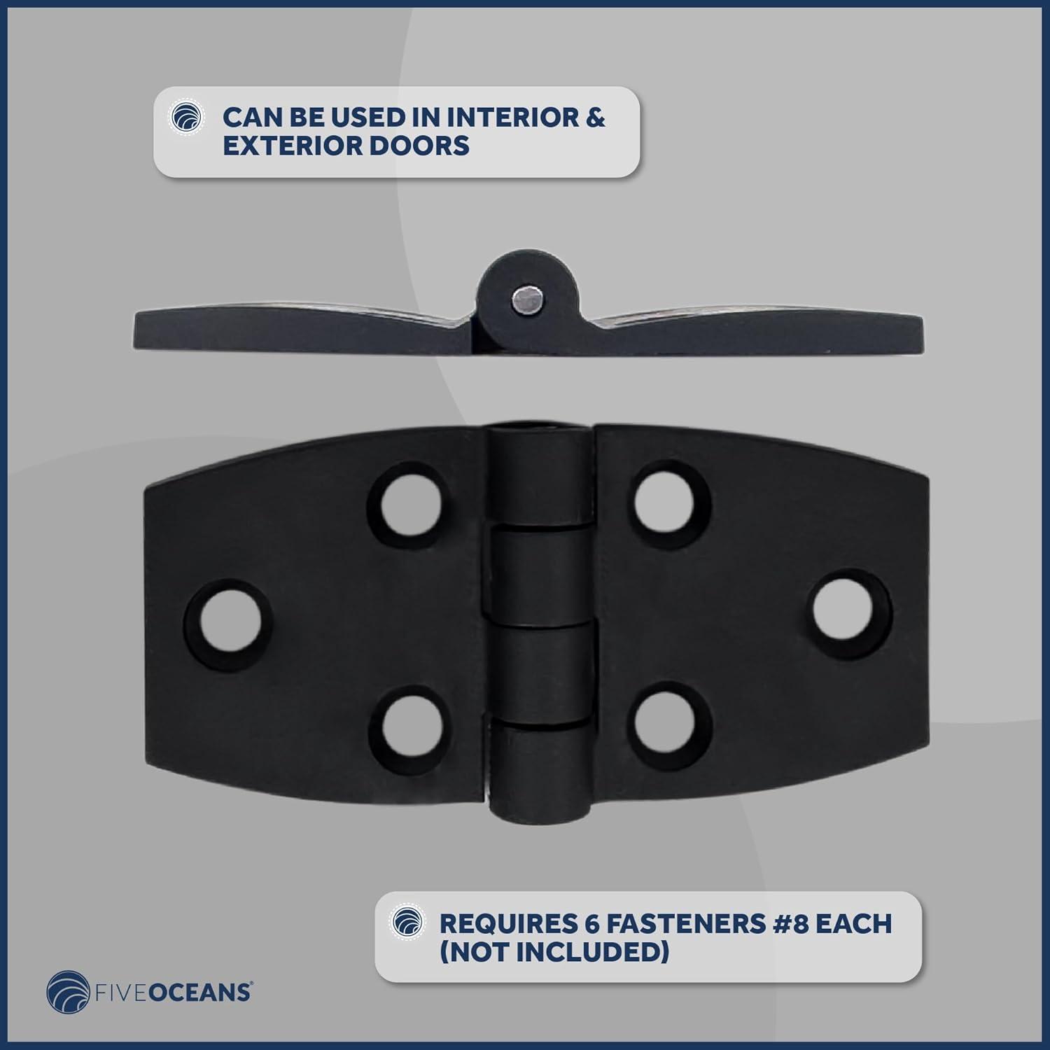 Five Oceans Door Hinges, Hatch and Door Hinge 2-7/8-inch x 1-3/8-inch, Black Nylon, 2-Pack - FO80-M4