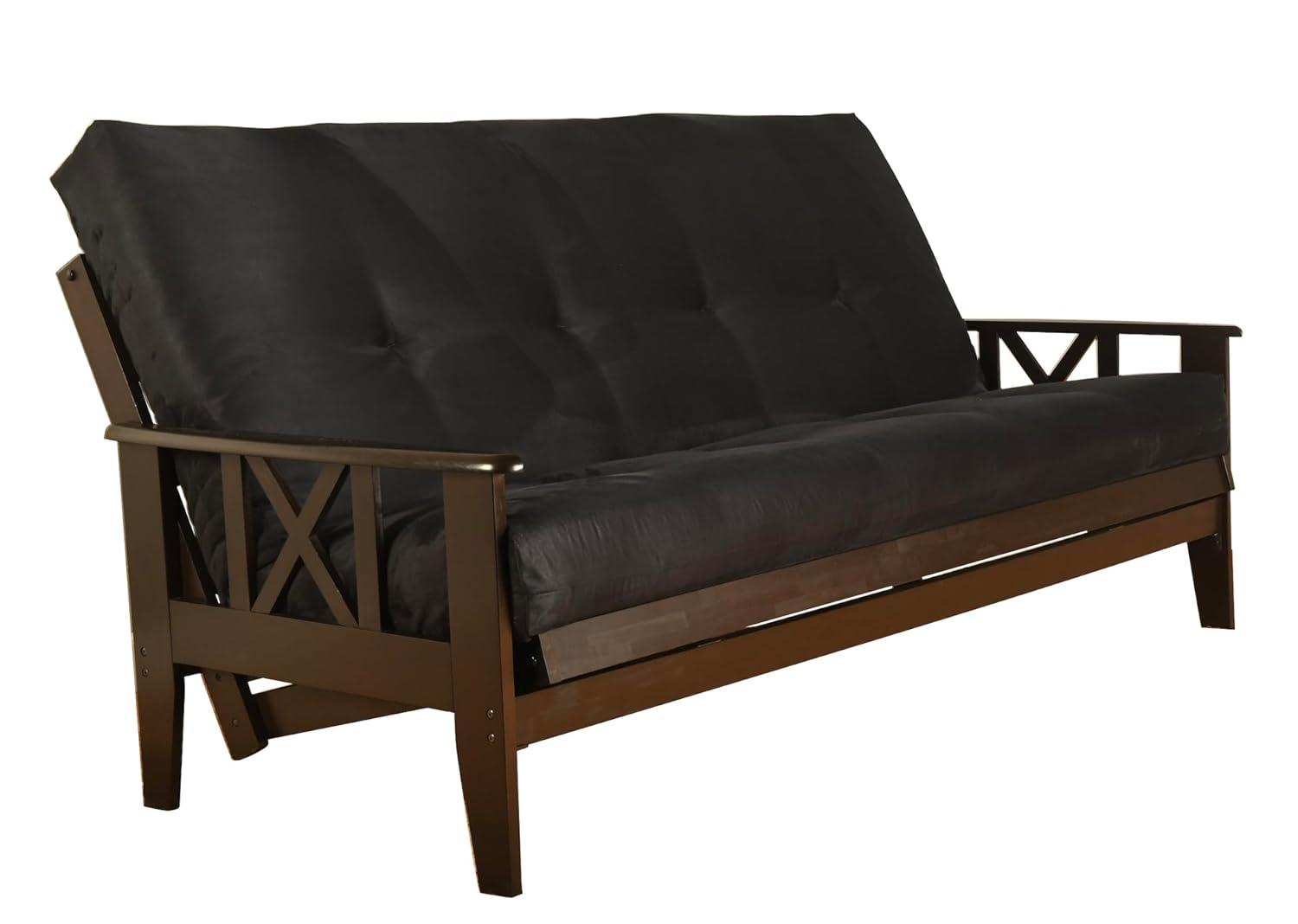 Kodiak Full Size Futon Mattress Only Innerspring in Suede Microfiber Fabric (Black)