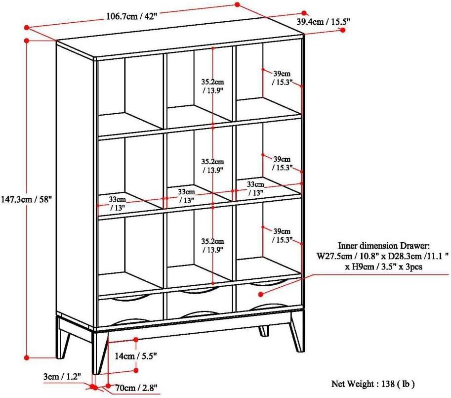 Harper Solid Hardwood Mid-Century White Cube Storage Bookcase