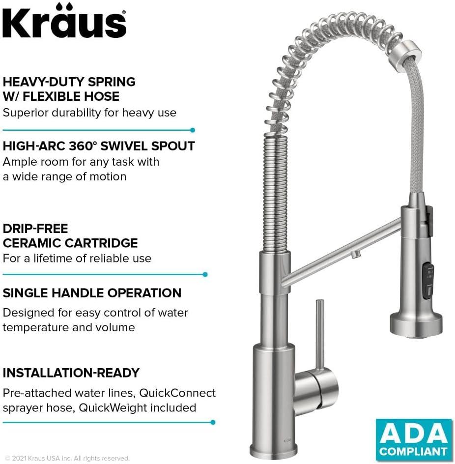 KRAUS Bolden 2-in-1 Commercial Style Pull-Down Single Handle Water Filter Kitchen Faucet for Reverse Osmosis or Water Filtration System in Spot Free Stainless Steel