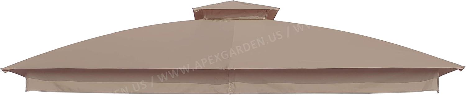 Tan Metal Square Waterproof Garden Gazebo Canopy Top