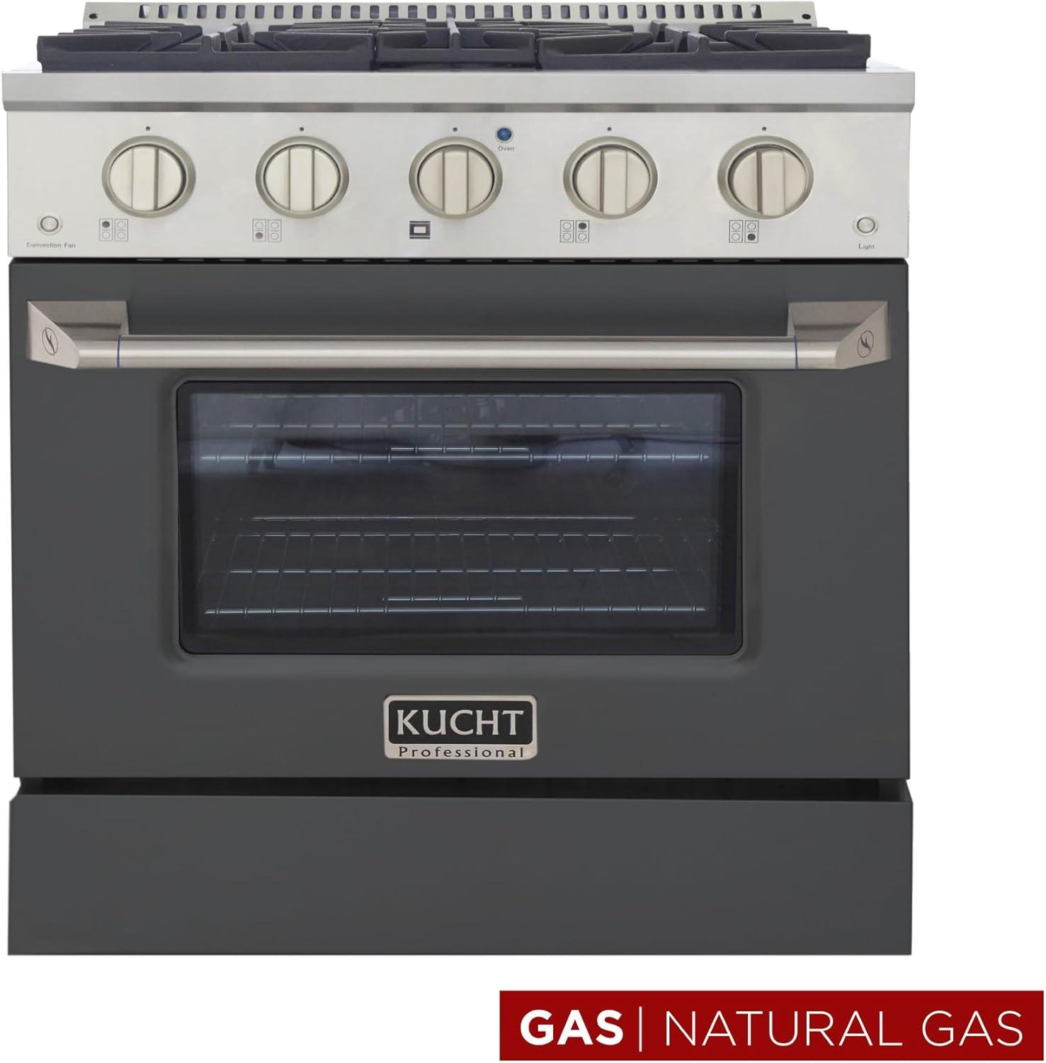 30 in. 4.2 cu. ft. Natural Gas Range with Convection Oven in Cement Gray