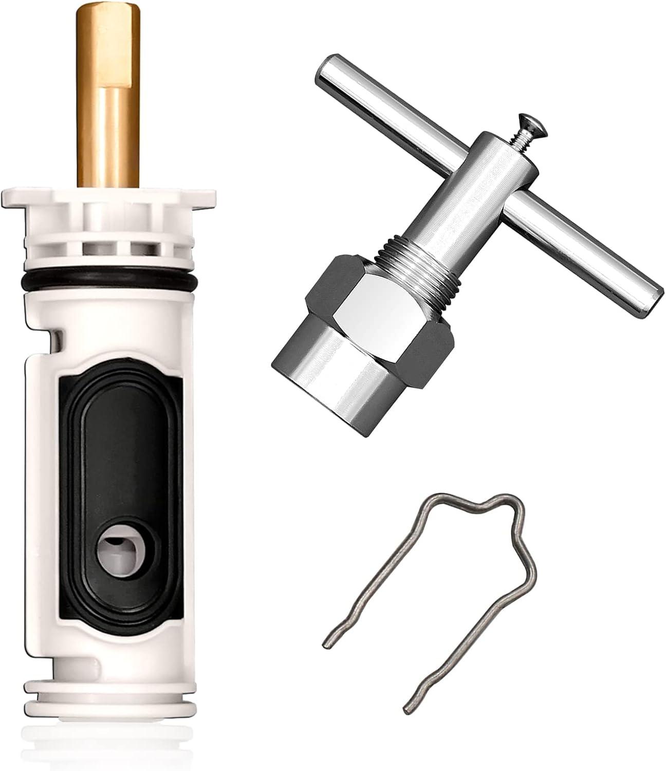 1222 Replacement Cartridge with Moen 104421 Cartridge Puller Removal Tool Retainer Clip Compatible with Moen One-Hanlde Posi Temp 1222B Shower Bathtub Faucet (1222 cartridge +104421 cartridge puller)