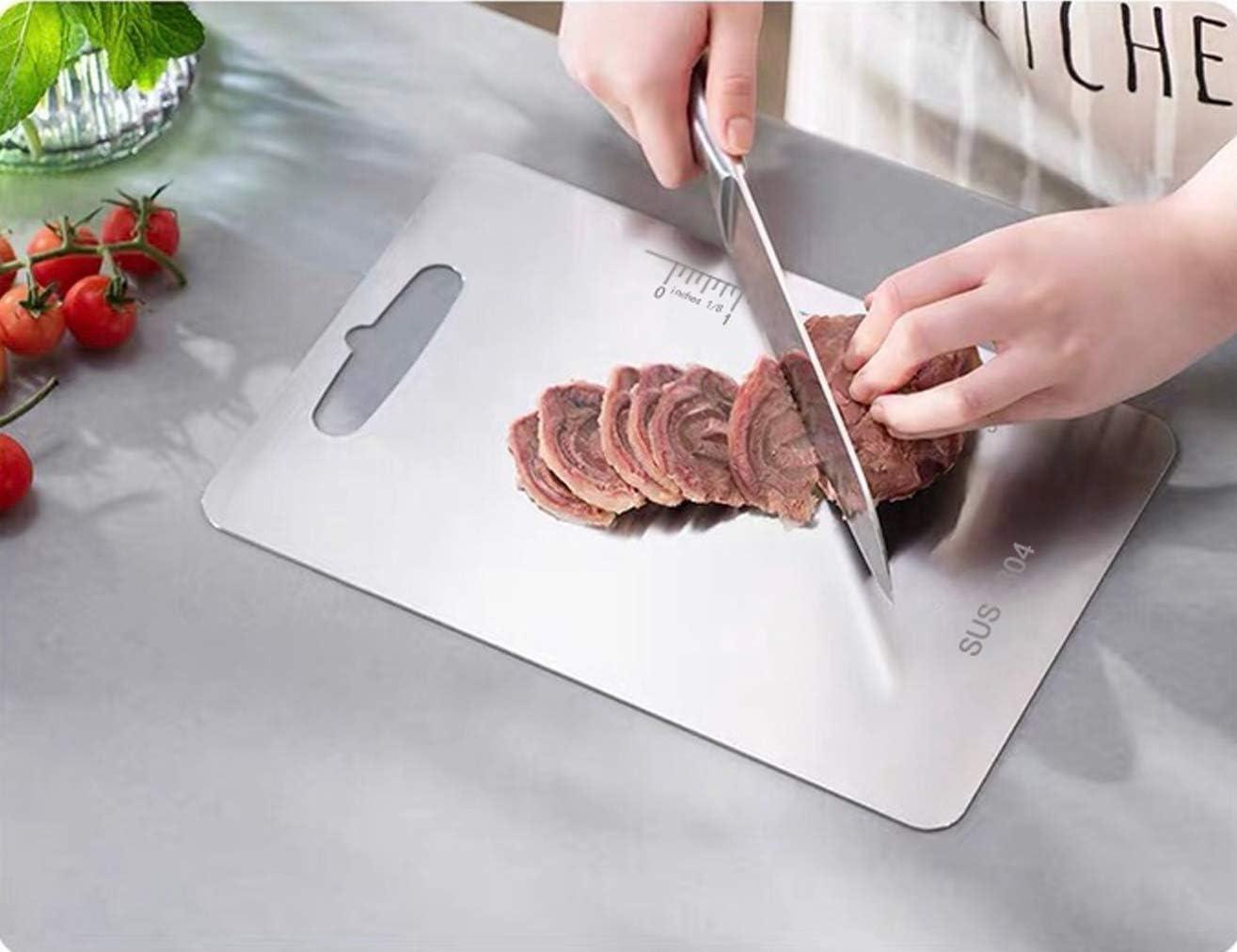 Large and Medium Stainless Steel Cutting Boards with Measurement Scale