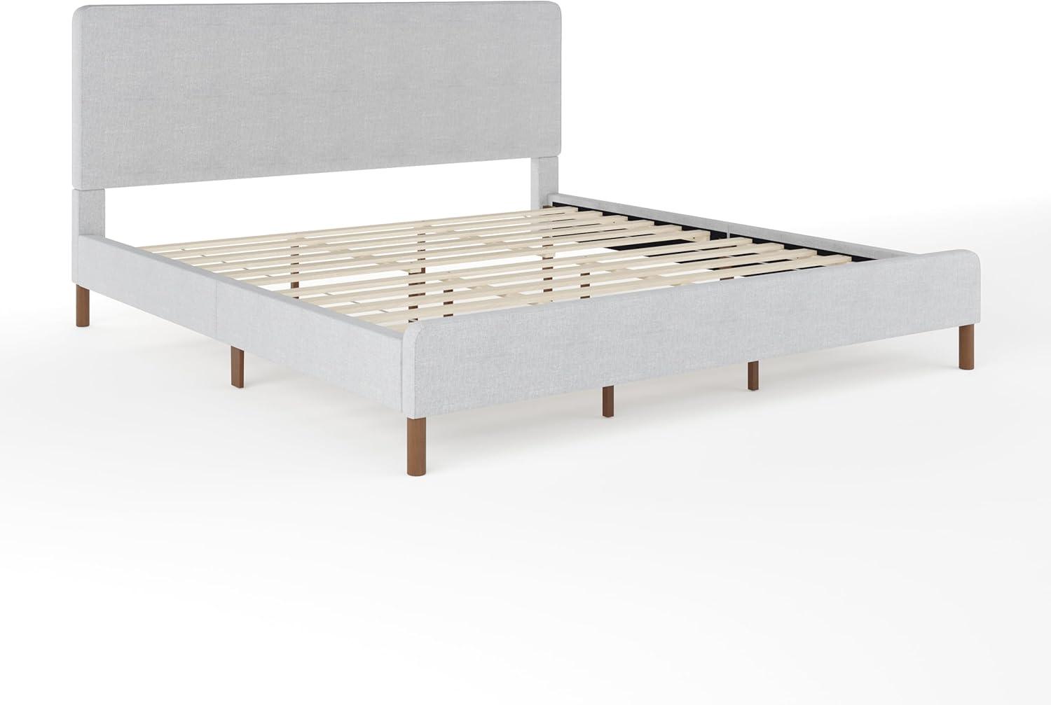 Martha Stewart Britta Upholstered Platform Bed With Piped Detail Headboard