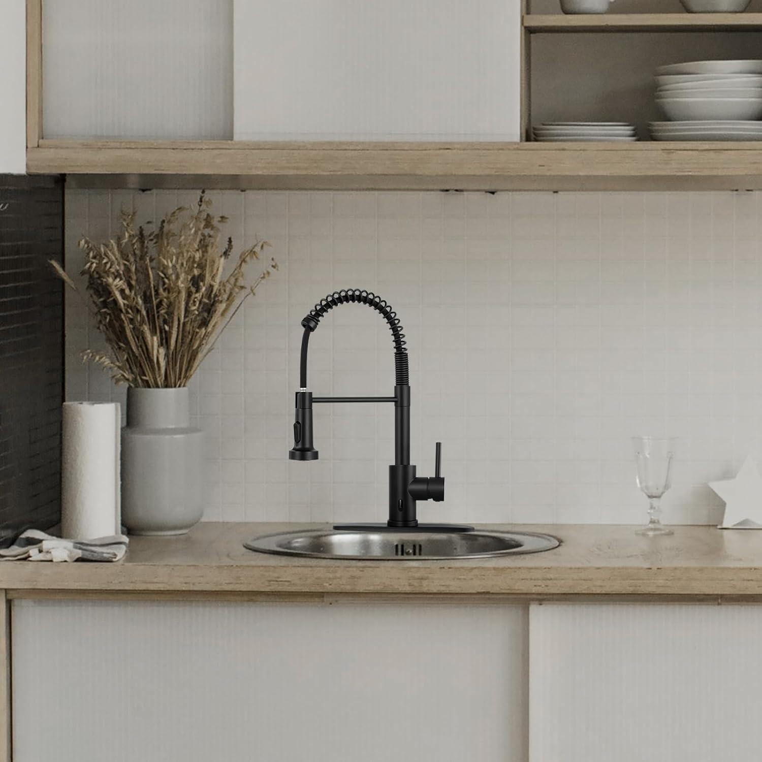 Matte Black Touchless Pull Down Kitchen Faucet with Spray