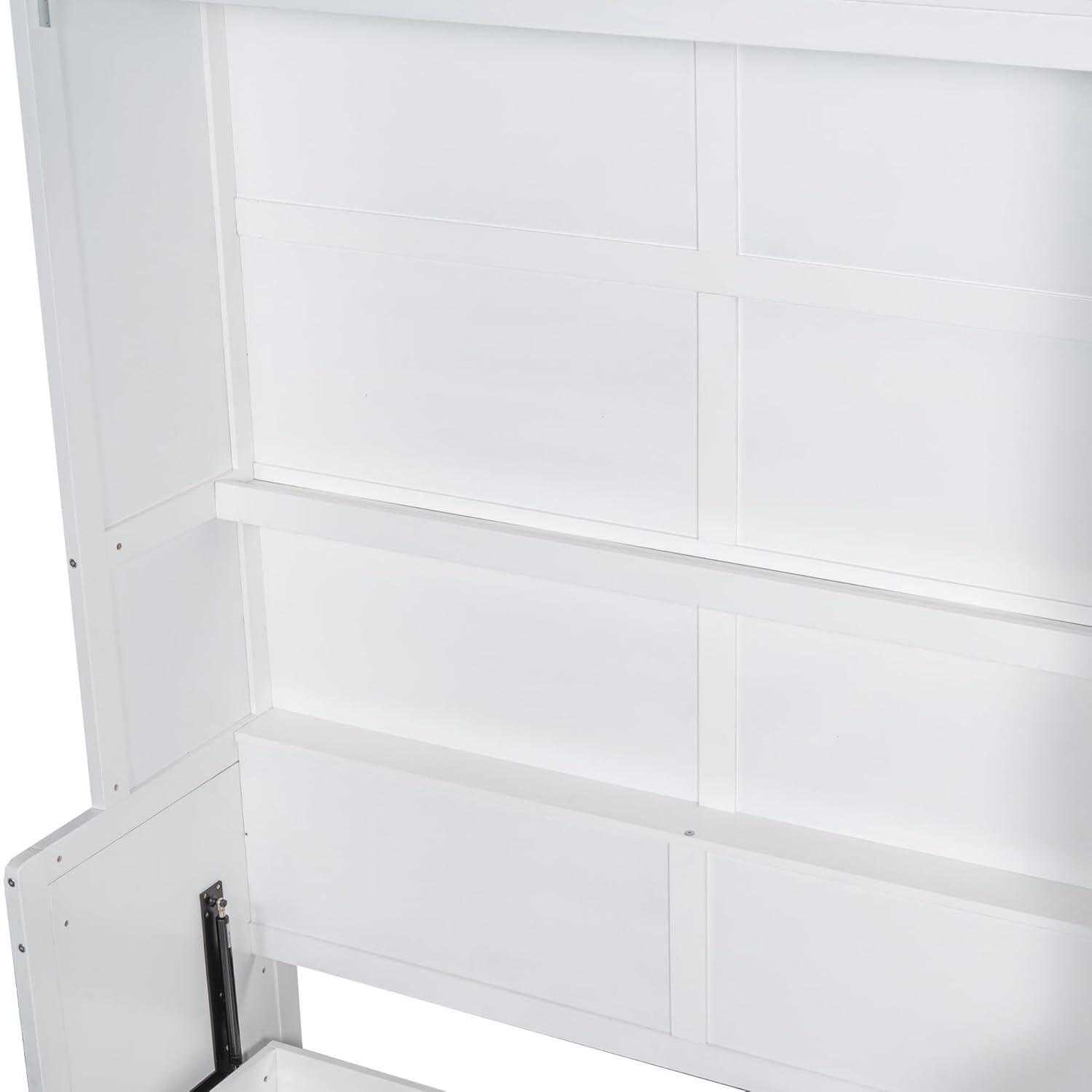Murphy Bed with Closet and Wardrobe, Versatile Wall Bed, Foldable Murphy Cabinet, Queen Size, White
