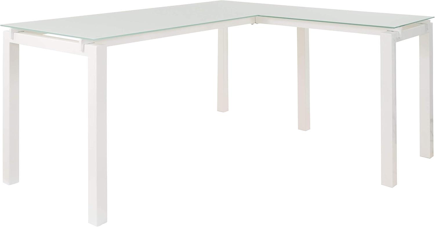 Kingfisher Lane Modern Glass/Metal L Shaped Computer Desk in White