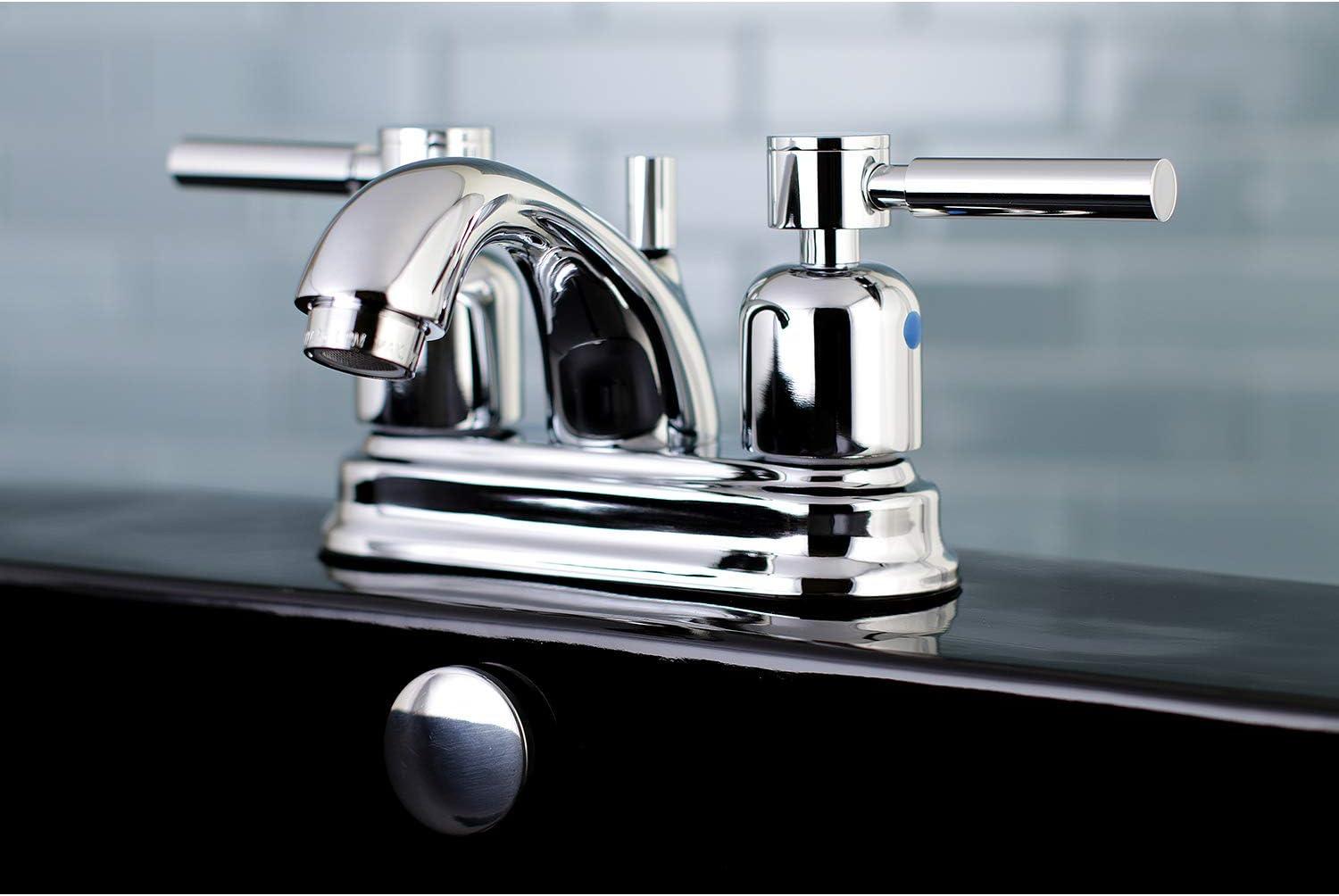 Kingston Brass Concord Two-Handle 3-Hole Deck Mount 4" Centerset Bathroom Faucet with Plastic Pop-Up