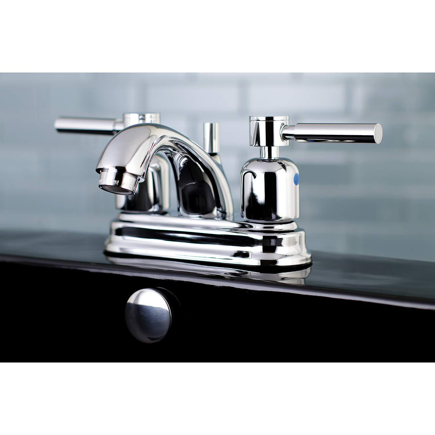 Kingston Brass Concord Two-Handle 3-Hole Deck Mount 4" Centerset Bathroom Faucet with Plastic Pop-Up