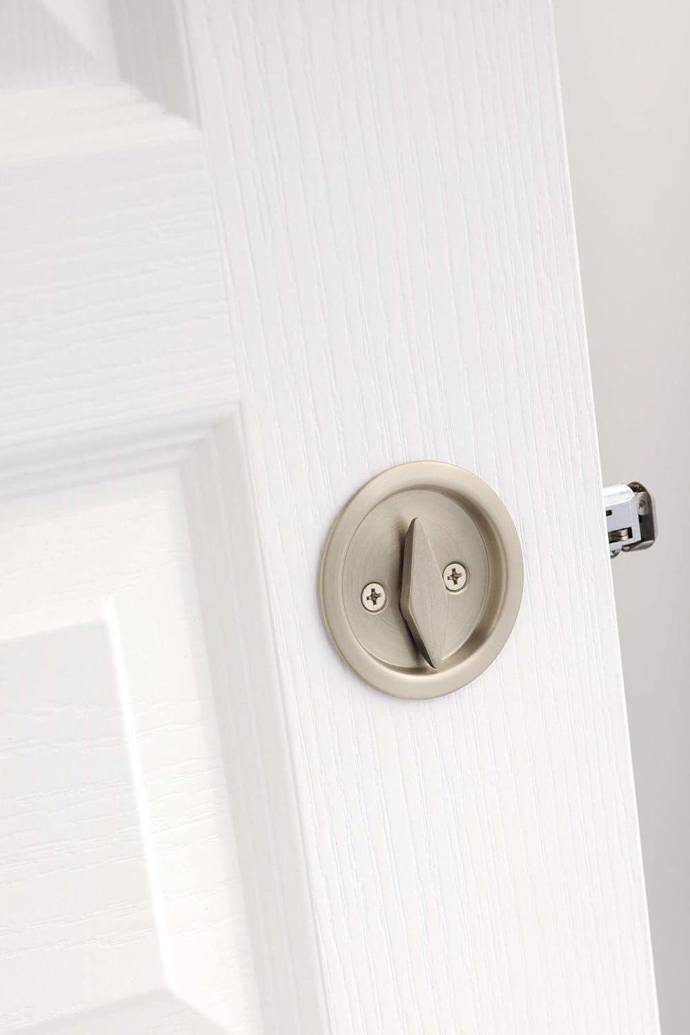 Kwikset 335 Round Privacy Bed/Bath Pocket Door Lock - Grey