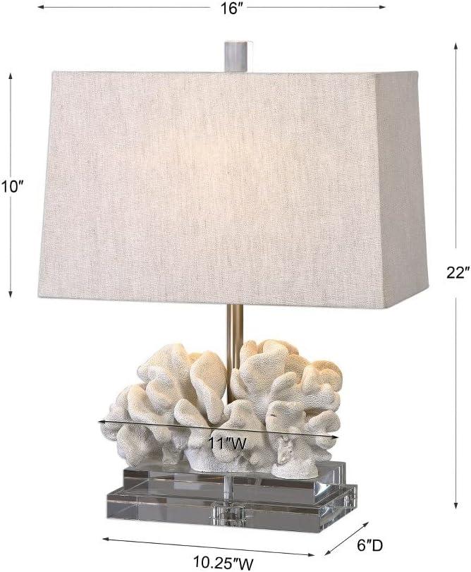 Uttermost Coral Resin and Iron Sculpture Table Lamp in Ivory and Beige