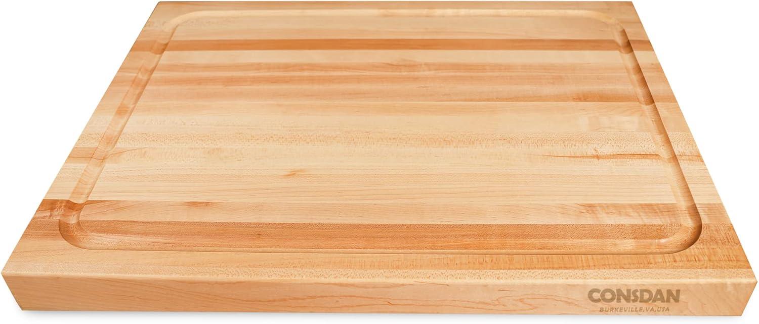 Hard Maple Rectangular Wood Chopping Block with Juice Groove