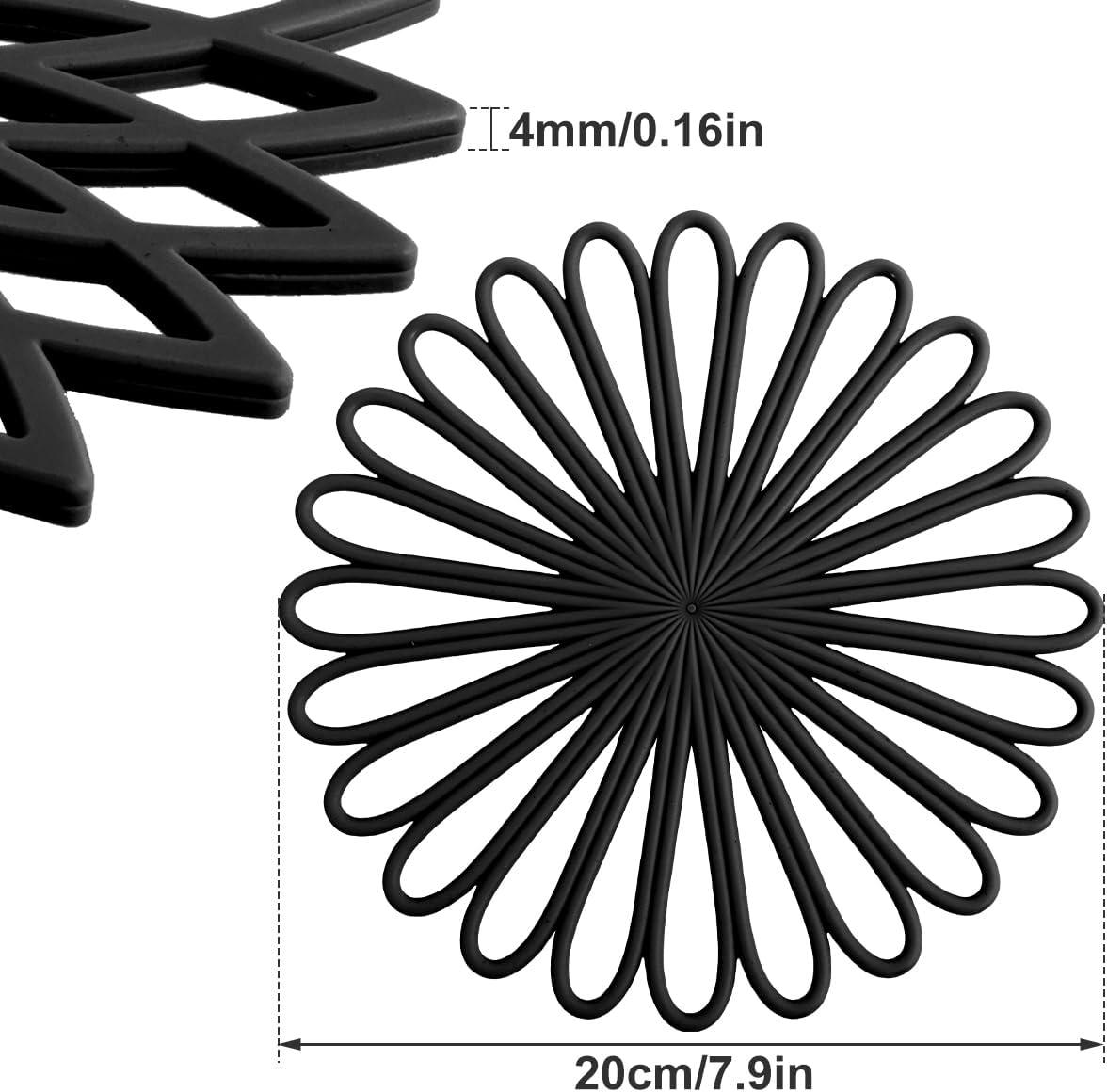 3Pcs Silicone Trivet Mat 7.9inch Anti-Slip Heat-Resistant Hot Pad Set Hollow Flower Shape Non-Stick Decorative Mat for Home Kitchen
