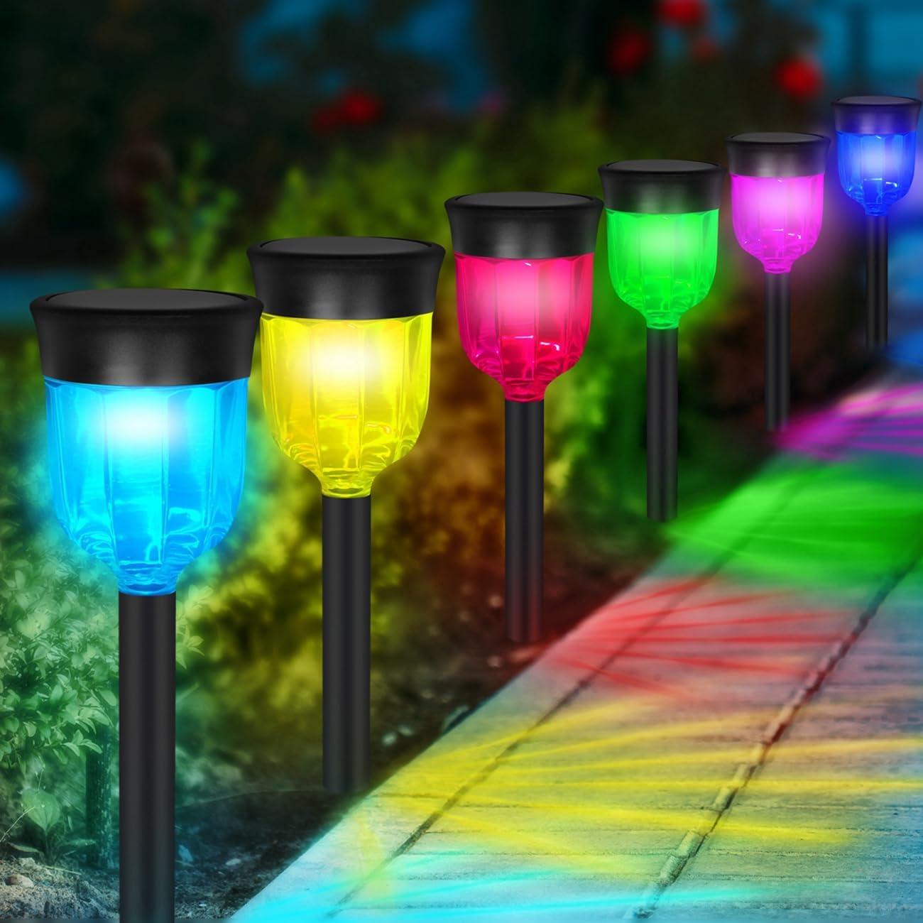 Color-Changing Solar LED Pathway Lights Multipack