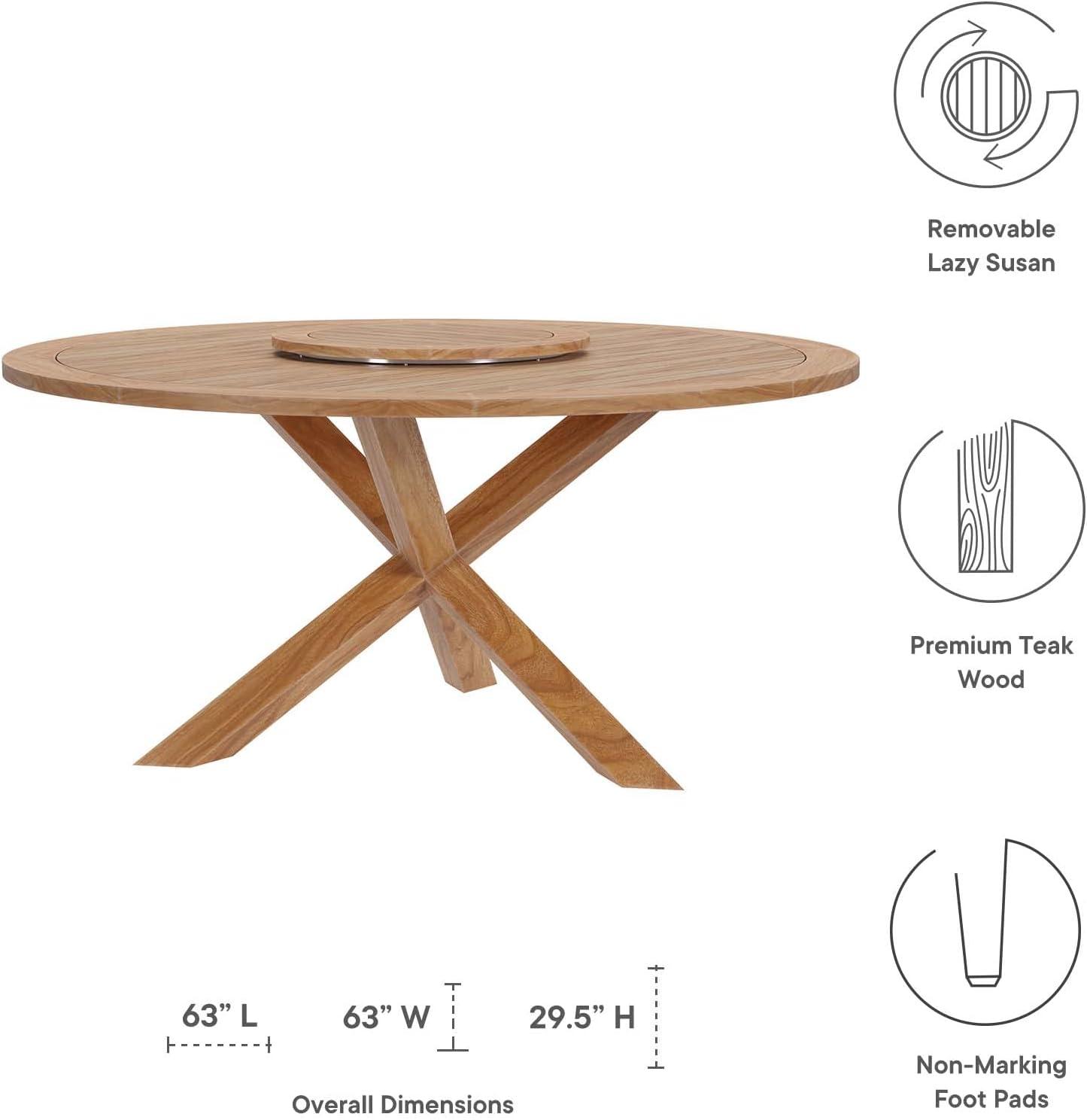 Wellspring 63" Natural Teak Wood Outdoor Dining Table