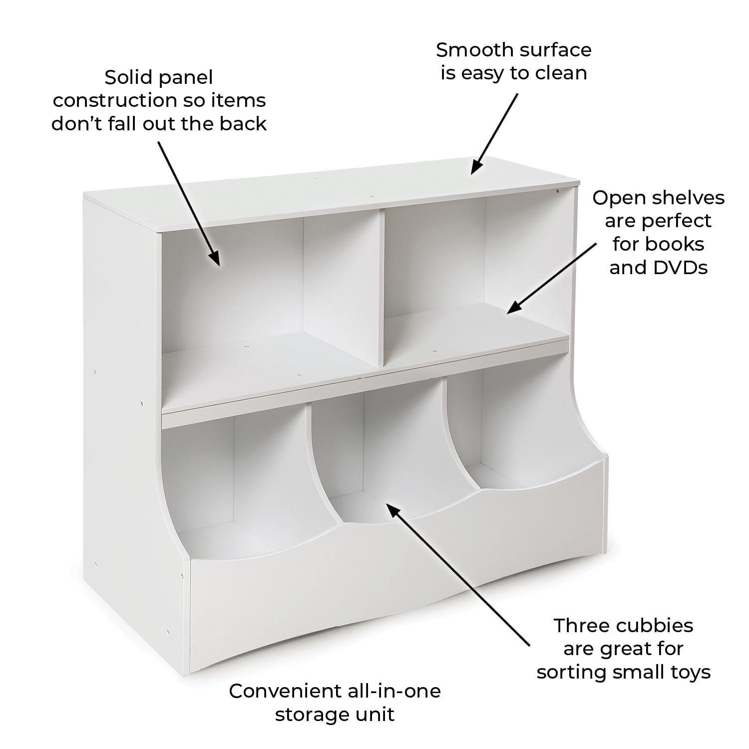 White MDF Kids Toy Storage Organizer with Cubby Bins