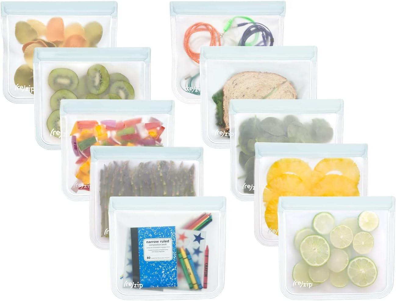 (re)zip Reusable Leakproof Food Storage Sandwich Lunch Bag Family Pack - 10pk