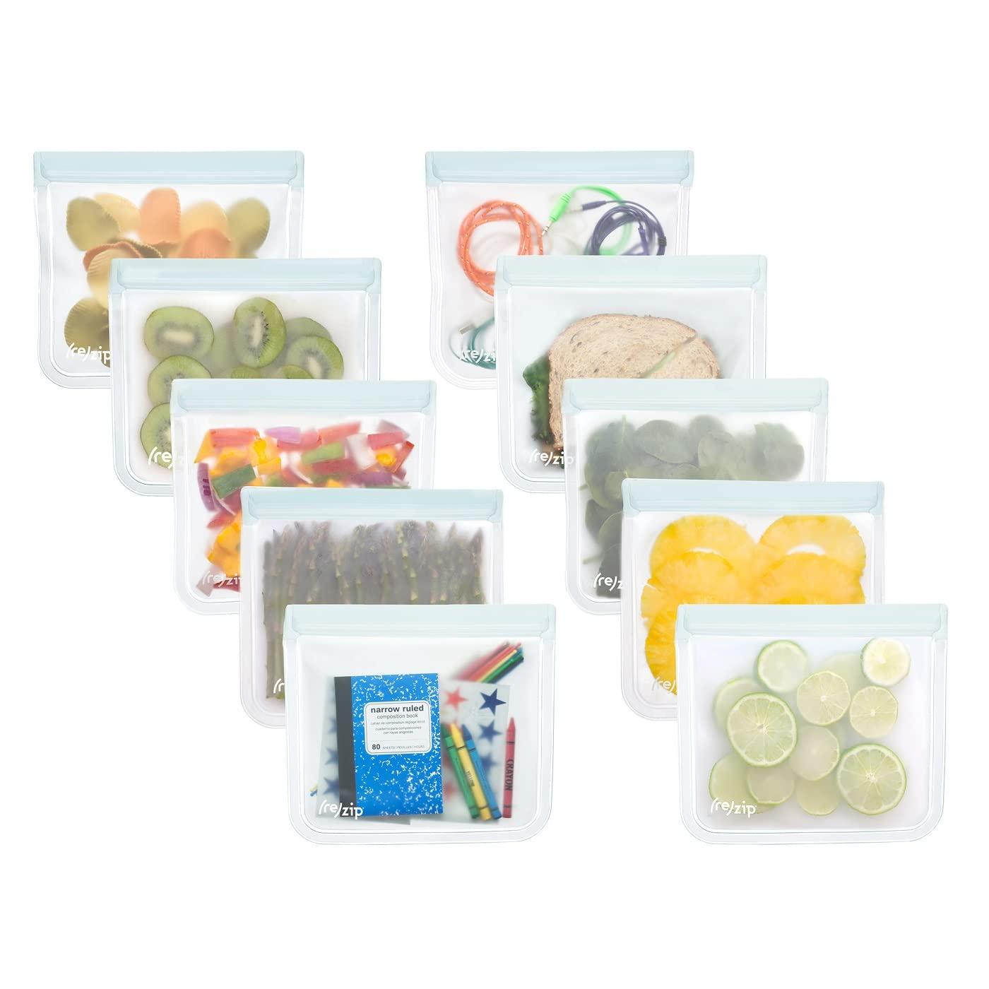(re)zip Reusable Leakproof Food Storage Sandwich Lunch Bag Family Pack - 10pk