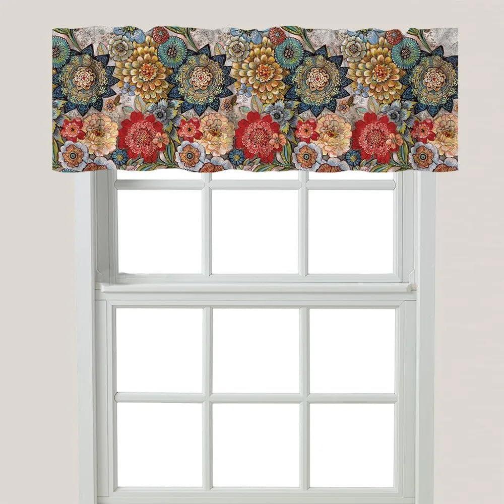 Boho Bouquet Multicolor Floral Polyester Window Valance