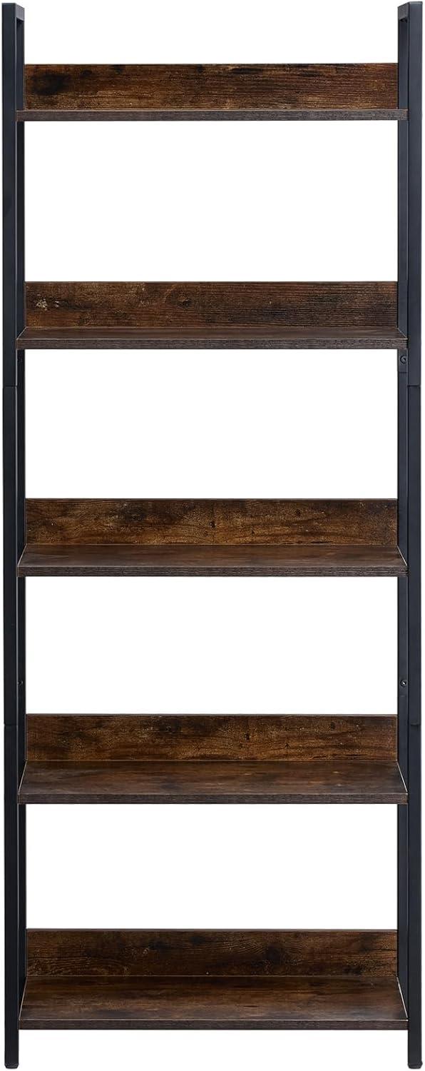 VEVOR Metal Bookshelf, 5-Tier Tall Industrial Bookshelf, Rustic Display Vintage Storage Bookcase with Open Shelves, Freestanding Display Shelving Unit Storage Rack, for Living Room, Bedroom & Office