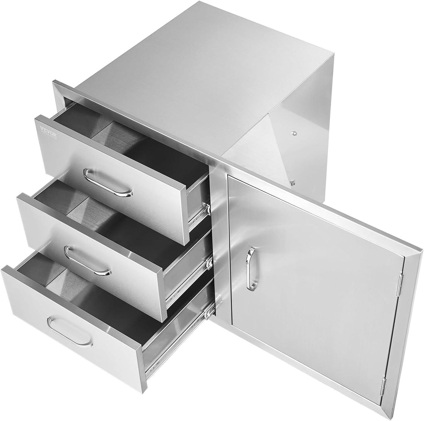 Outdoor Kitchen Drawers Stainless Steel BBQ Access Drawers with Handle 38.1 in. W x 22.6 in. H x 20.8 in. D