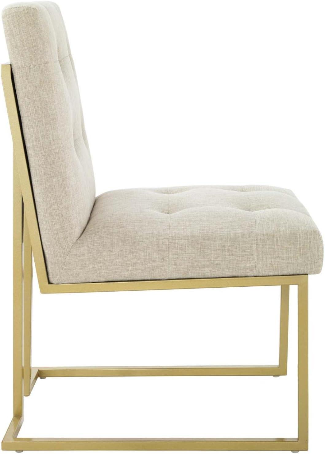 Modway Privy 18.5" Stainless Steel Polyester Dining Accent Chair in Gold/Beige