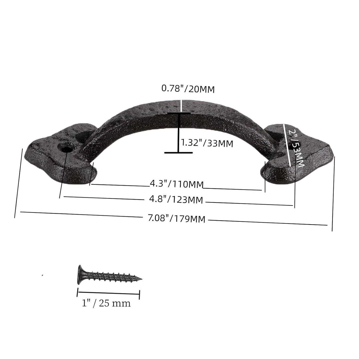 VivaLight 7 Inch Rustic Heart Design Gate Handle, Black Steel Door Pull with Screws, Decorative Hardware for Garden Shed, Garage, Fence, Cabinet, Pantry, Closet, and Interior Doors, Vintage