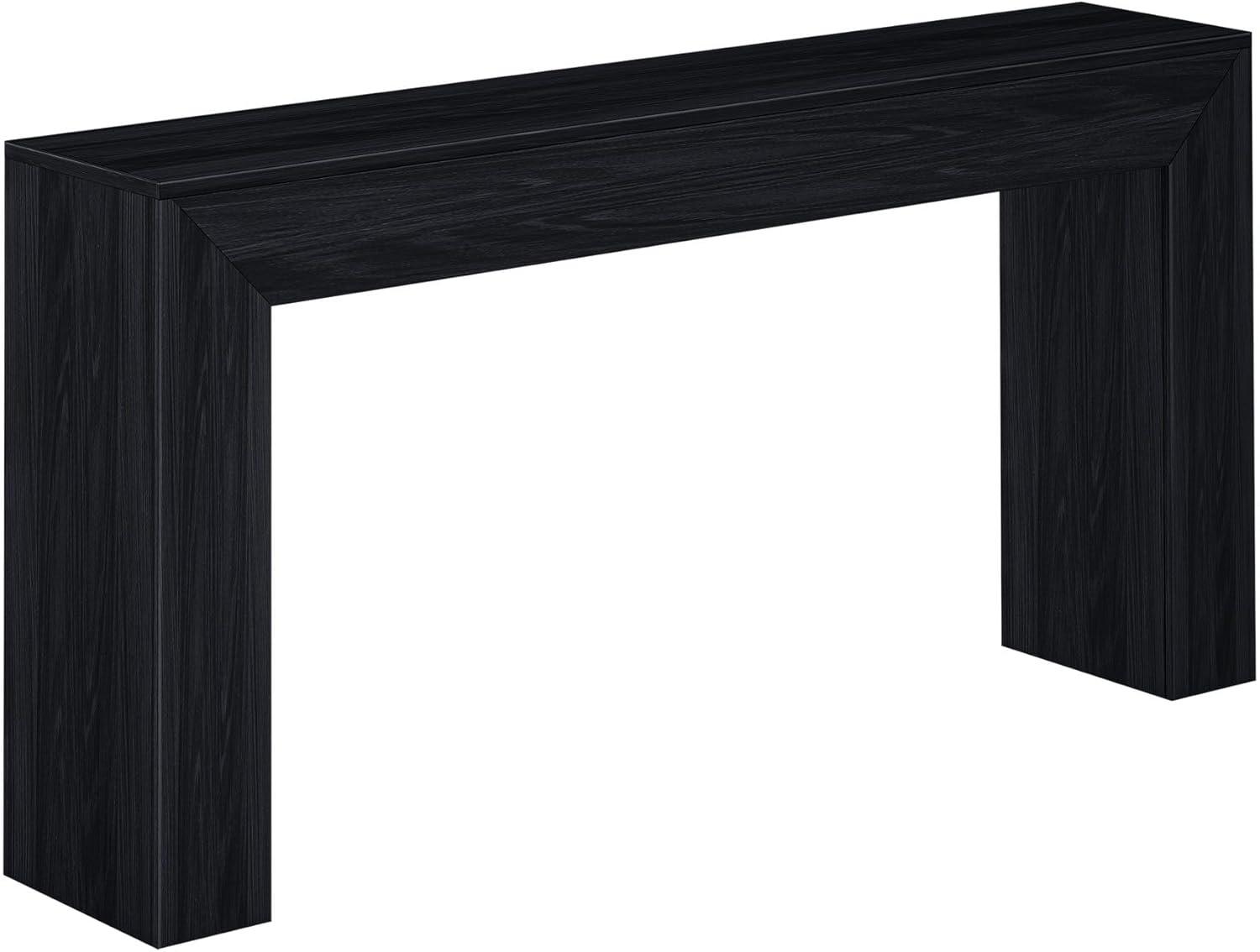 Black Solid Wood 66-Inch Console Table with Storage