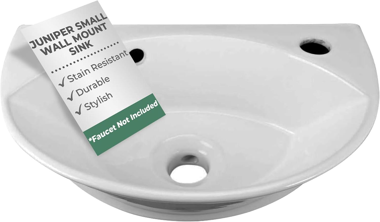 The Renovators Supply Inc. 10.5'' Reno-Gloss Vitreous China U-Shaped Bathroom Sink with Overflow