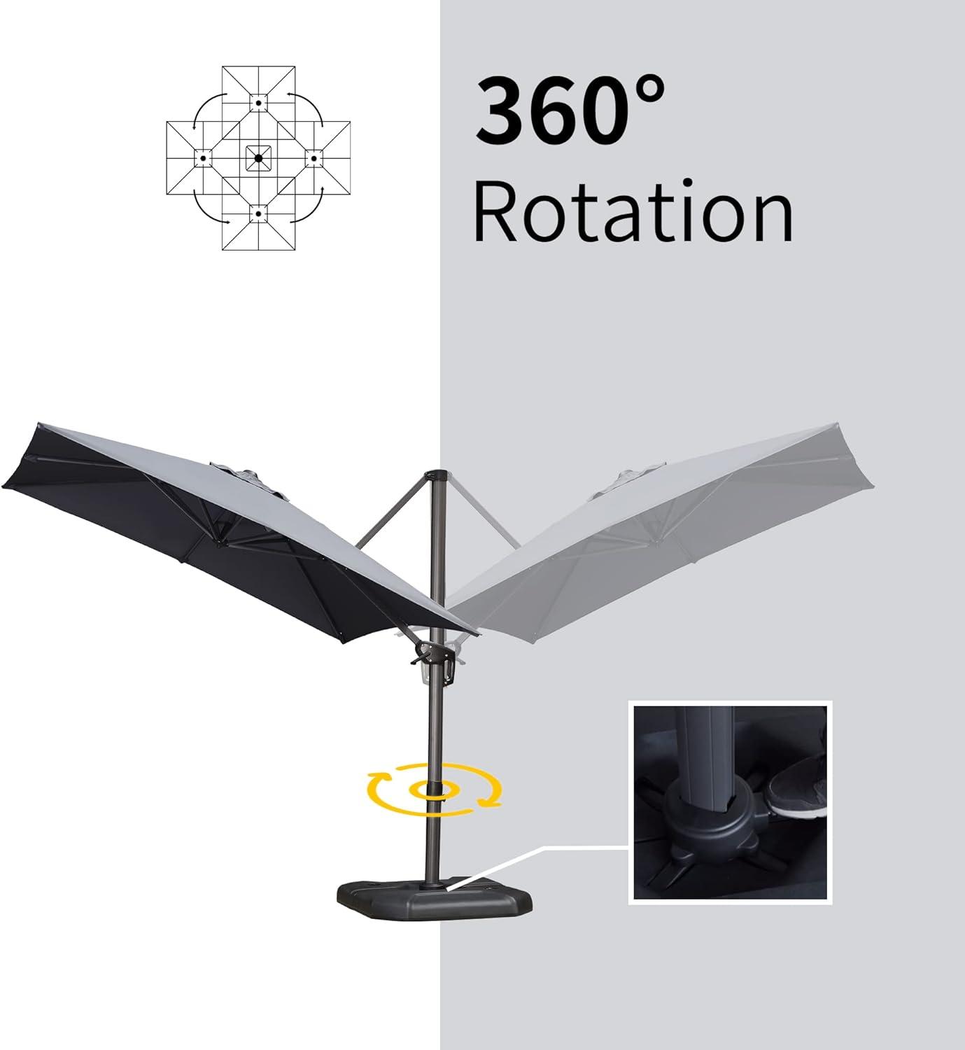 PURPLE LEAF 8 Feet Patio Umbrella Outdoor Cantilever Square Umbrella Aluminum Offset Umbrella with 360-degree Rotation for Garden Deck Pool Patio, Light Grey