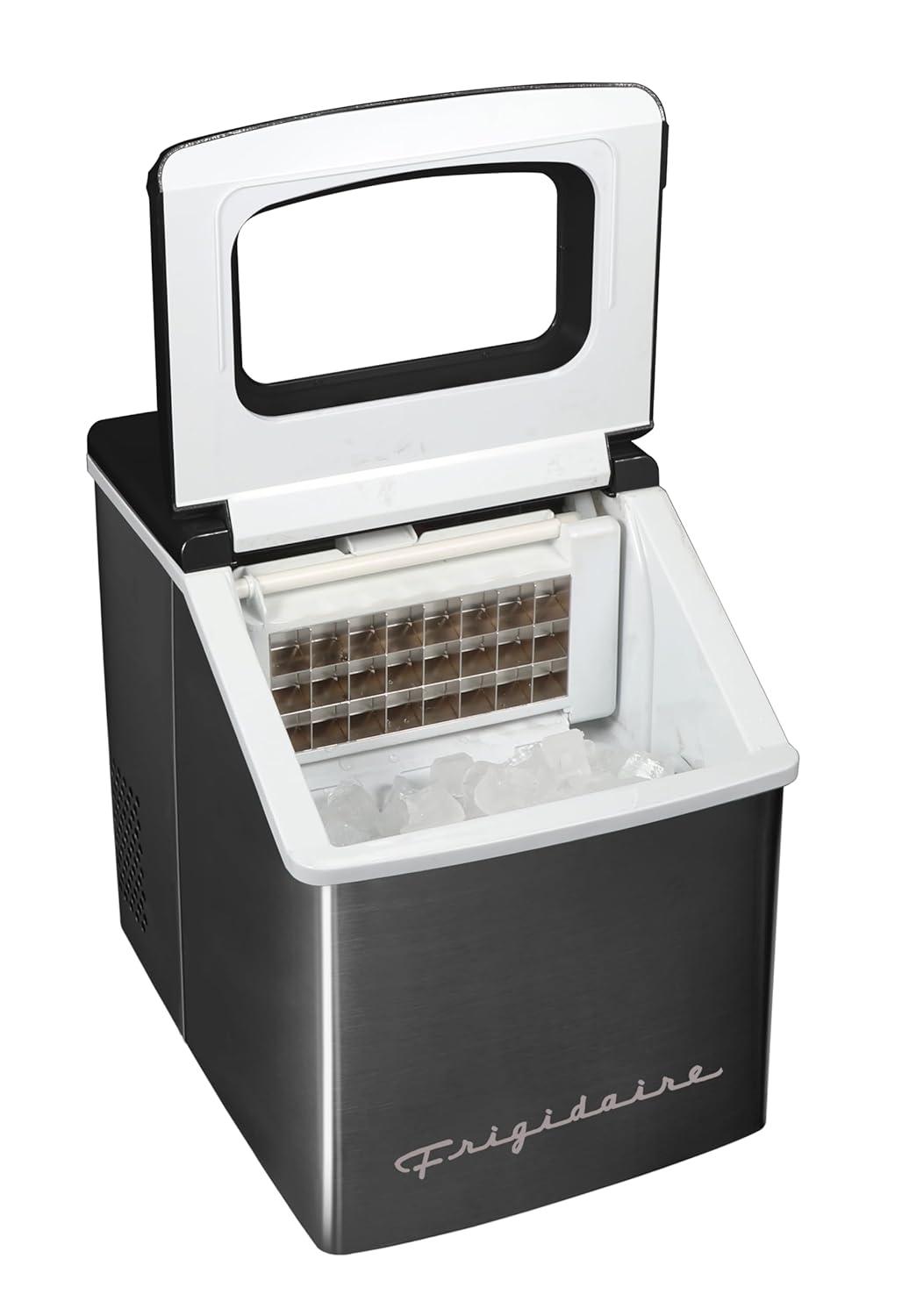 Frigidaire Frigidaire Countertop Stainless Steel Ice Maker with Transparent Window, Clear Ice Cube Maker, 40 lbs.