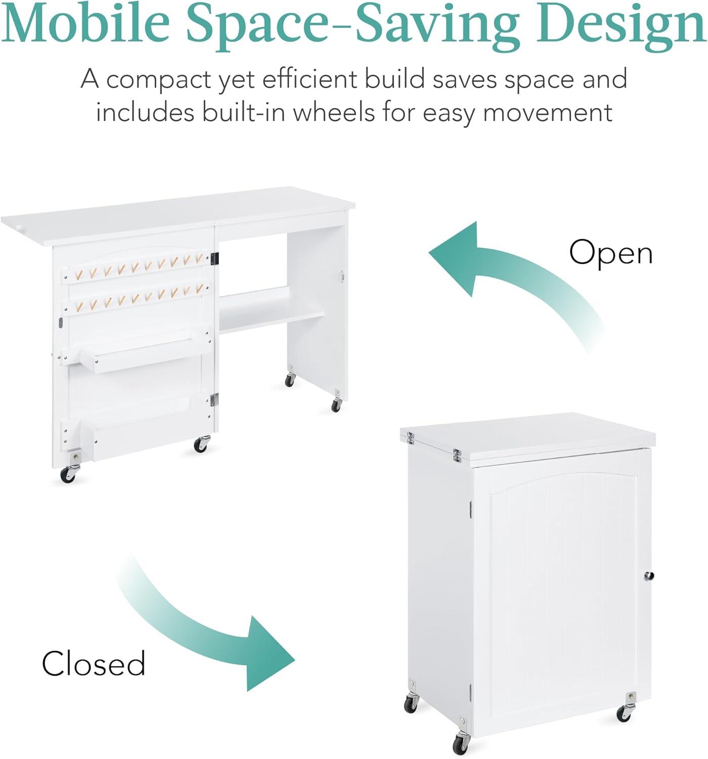 Best Choice Products Sewing Machine Table & Desk w/ Craft Storage and Trays