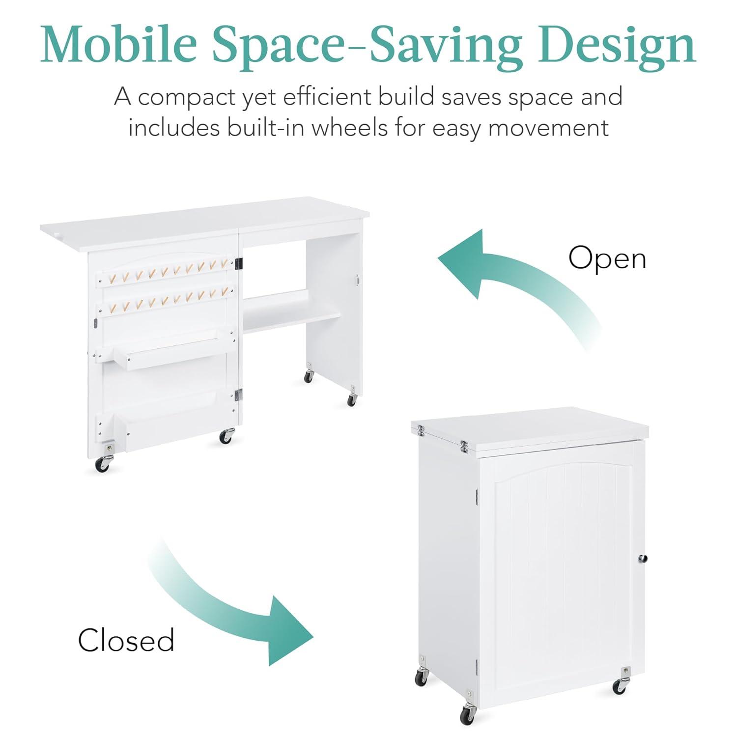 Best Choice Products 46'' x 16'' Sewing Table with Sewing Machine Platform and Wheels