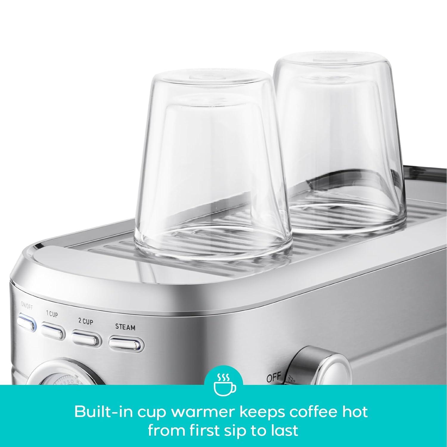 Compact Stainless Steel Semi-Automatic Espresso Machine with Steam Milk Frother