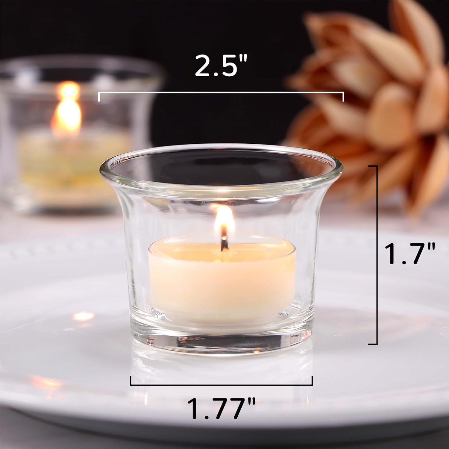 Glass Votive Candle Holders,Tealight Candle Holder for Wedding Holiday Birthday Party Dinner & Home Decor,Set of 12