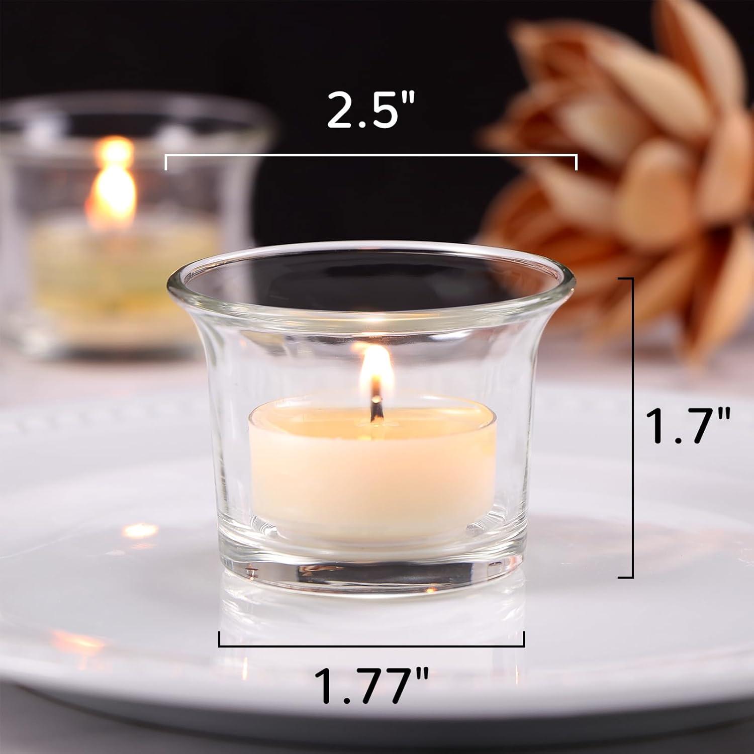 Glass Votive Candle Holders,Tealight Candle Holder for Wedding Holiday Birthday Party Dinner & Home Decor,Set of 12